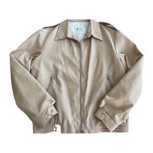 London Fog men’s classic zip up beige khaki bomber jacket‎ 42 Long USA made 90s